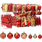 106 Palline di Natale Rosse per Decorazioni Albero