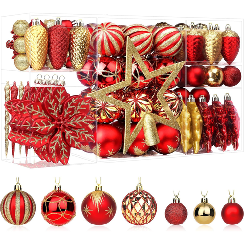 106 Palline di Natale Rosse per Decorazioni Albero
