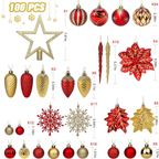 106 Palline di Natale Rosse per Decorazioni Albero
