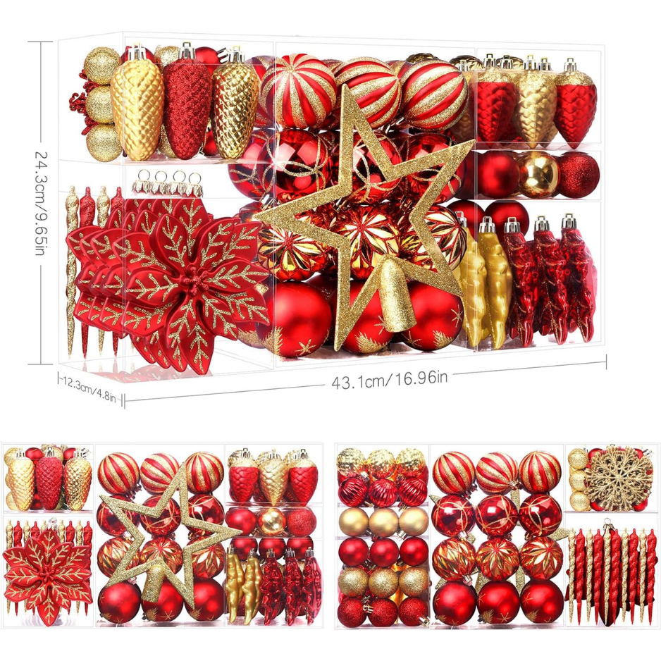 106 Palline di Natale Rosse per Decorazioni Albero