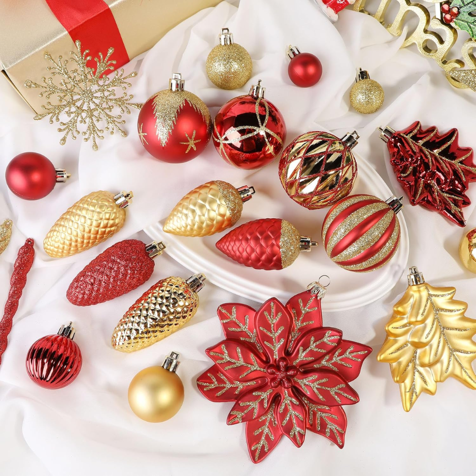 106 Palline di Natale Rosse per Decorazioni Albero