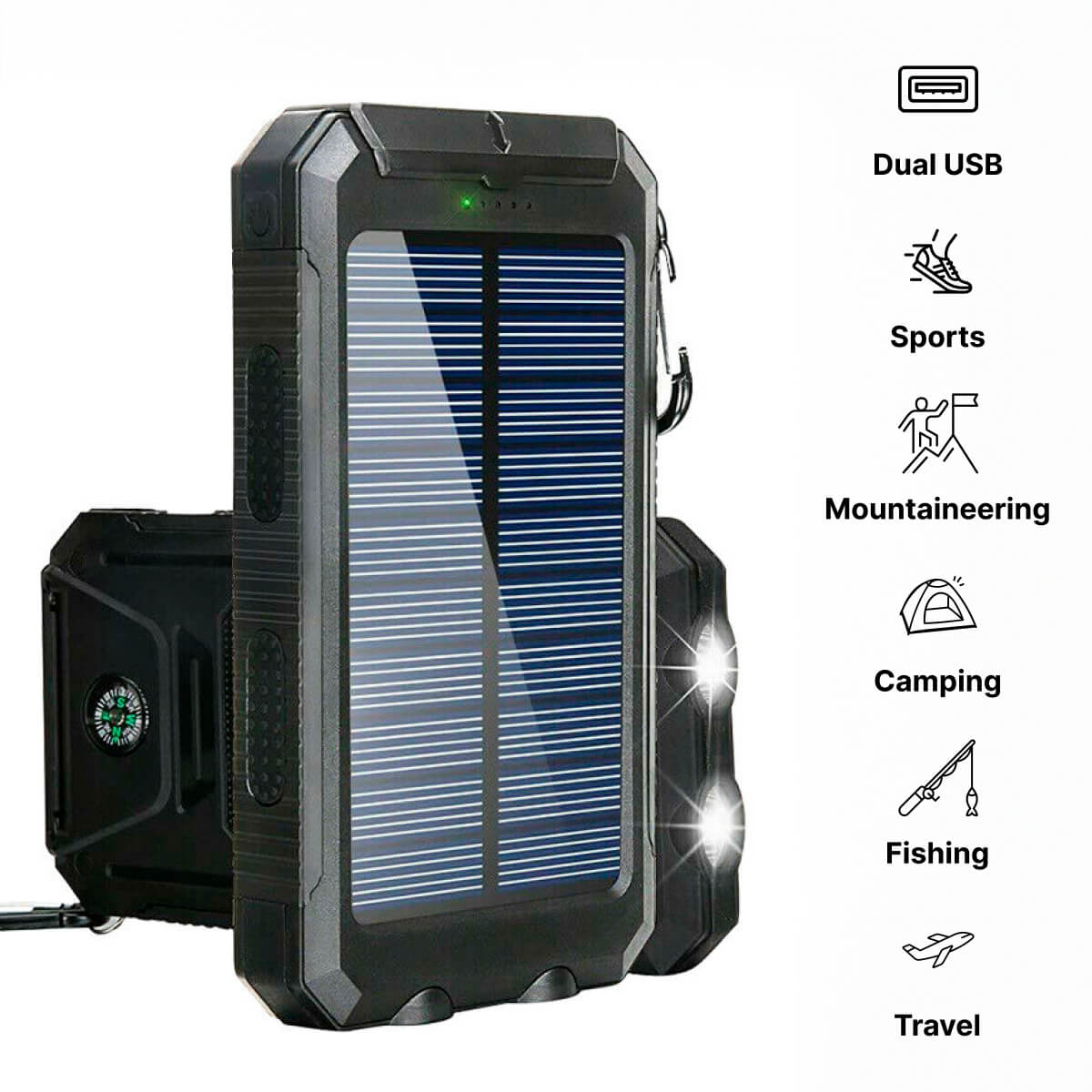 20000mAh Zonne-oplader Waterdichte Power Bank Extern