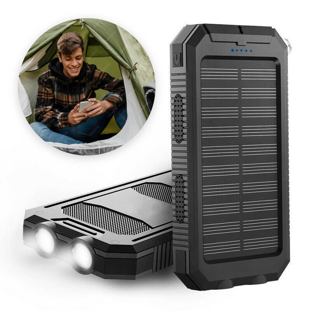 20000mAh Zonne-oplader Waterdichte Power Bank Extern