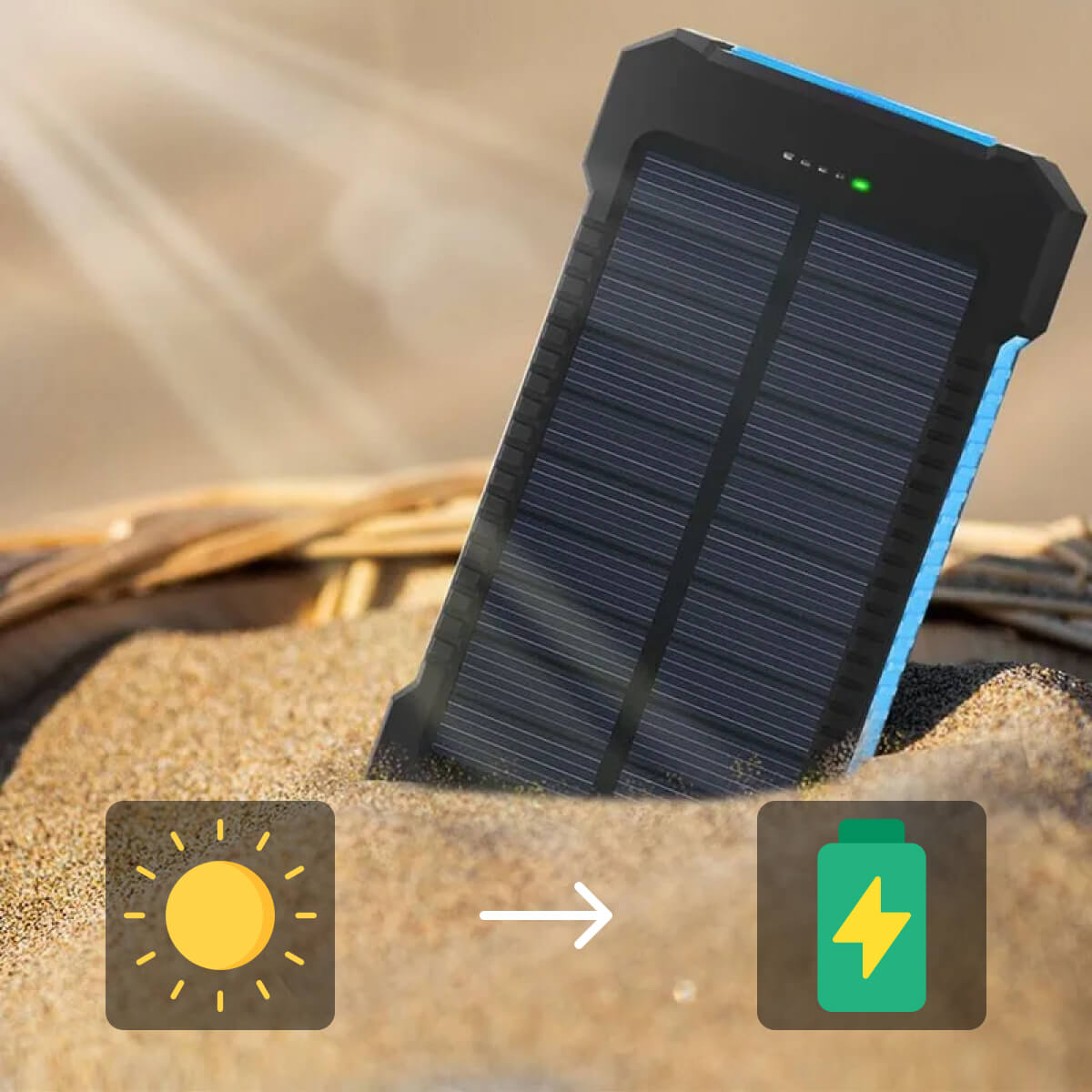 20000mAh Zonne-oplader Waterdichte Power Bank Extern