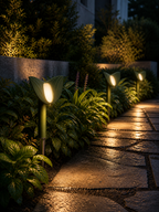 Lampe de jardin avec piquet et design inspiré des feuilles