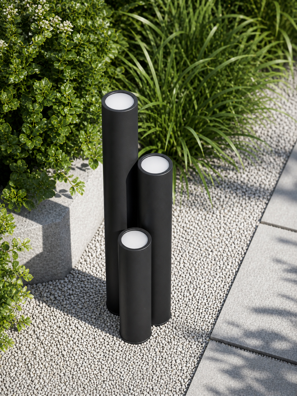Set di Lampade Bollard per Esterni con Design Cilindrico in Metallo