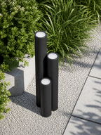 Ensemble de bornes lumineuses extérieures au design cylindrique en métal
