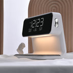 Lampe de chevet | LED à intensité variable avec recharge sans fil et réveil numérique