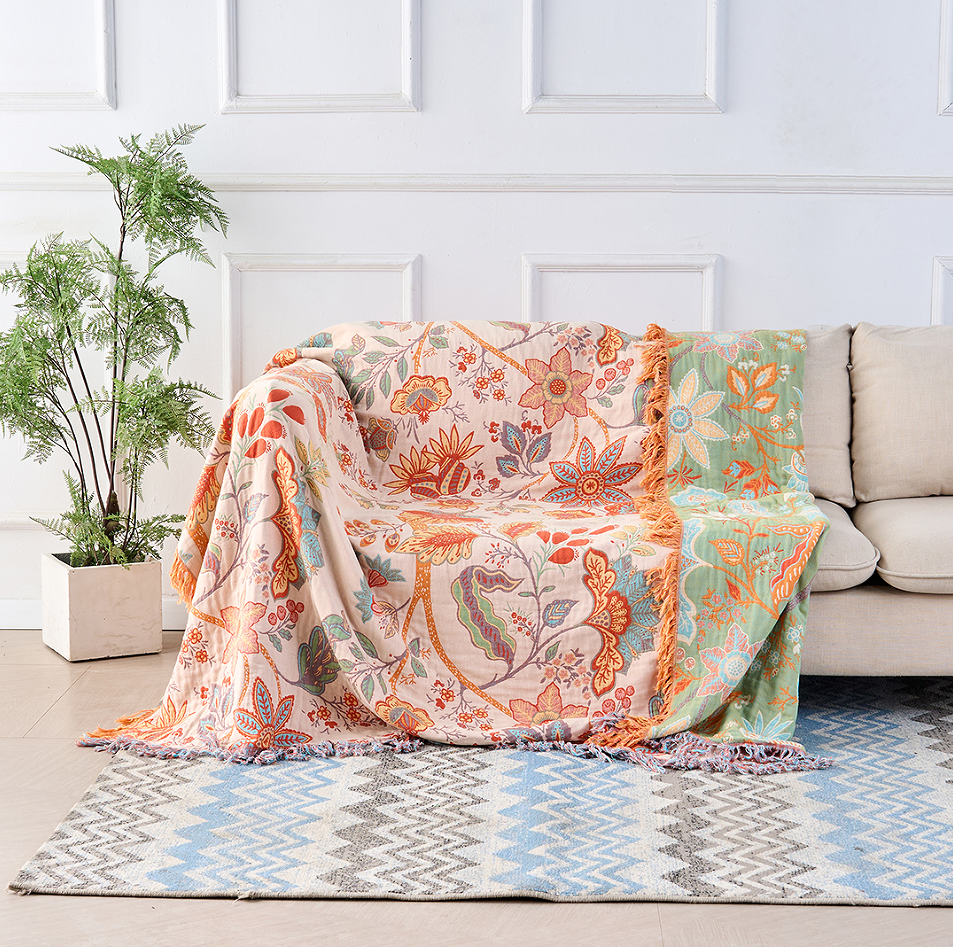 Borea Coperta Boho | 100% Cotone, Floreale Rustica