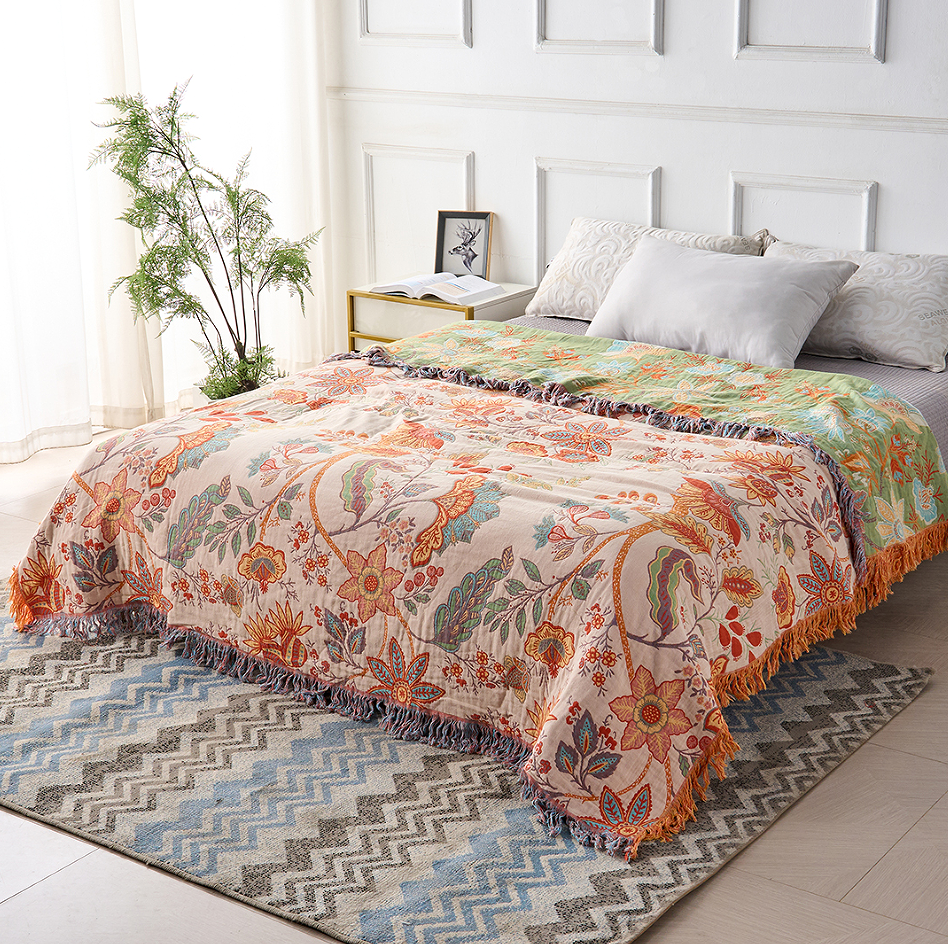 Borea Coperta Boho | 100% Cotone, Floreale Rustica
