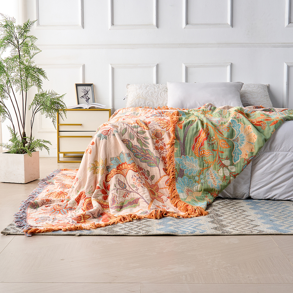 Borea Coperta Boho | 100% Cotone, Floreale Rustica