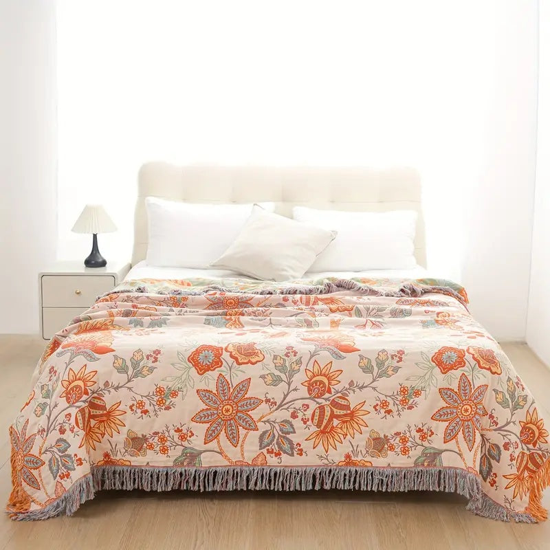 Borea Coperta Boho | 100% Cotone, Floreale Rustica