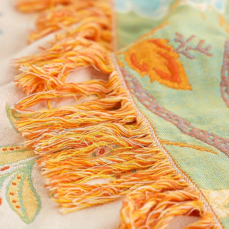 Borea Coperta Boho | 100% Cotone, Floreale Rustica