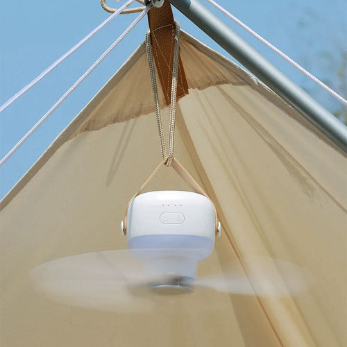 BreezeNova Ventilatore da Soffitto Portatile | 4 Velocità, LED Integrato