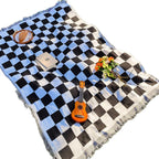 Cora Checkered Blanket | Soft Microfiber, 130 x 180 cm with Fringe