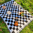 Cora Checkered Blanket | Soft Microfiber, 130 x 180 cm with Fringe