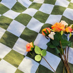 Cora Checkered Blanket | Soft Microfiber, 130 x 180 cm with Fringe