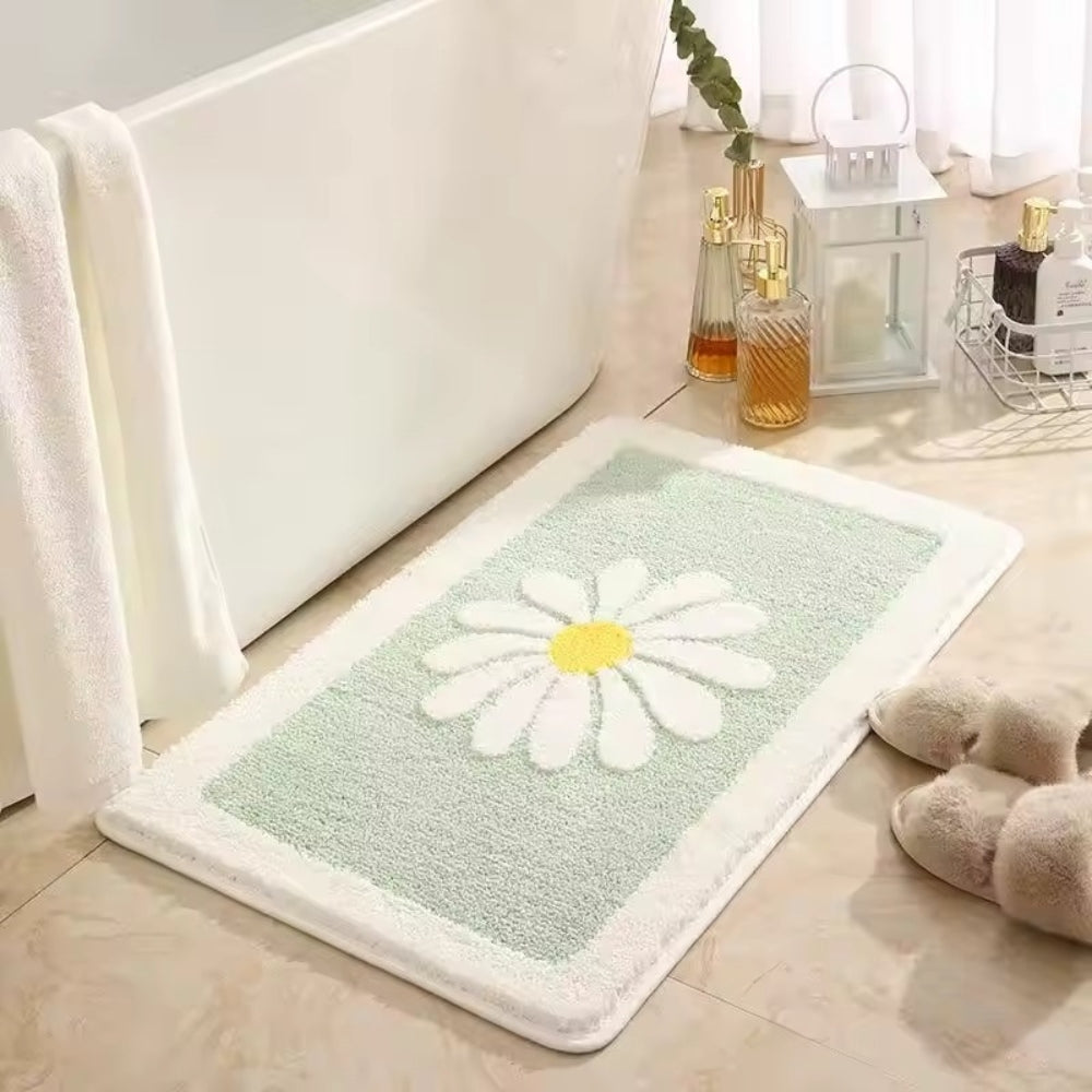 DaisyBloom Tappetino da Bagno | Antiscivolo, Design Floreale in Microfibra