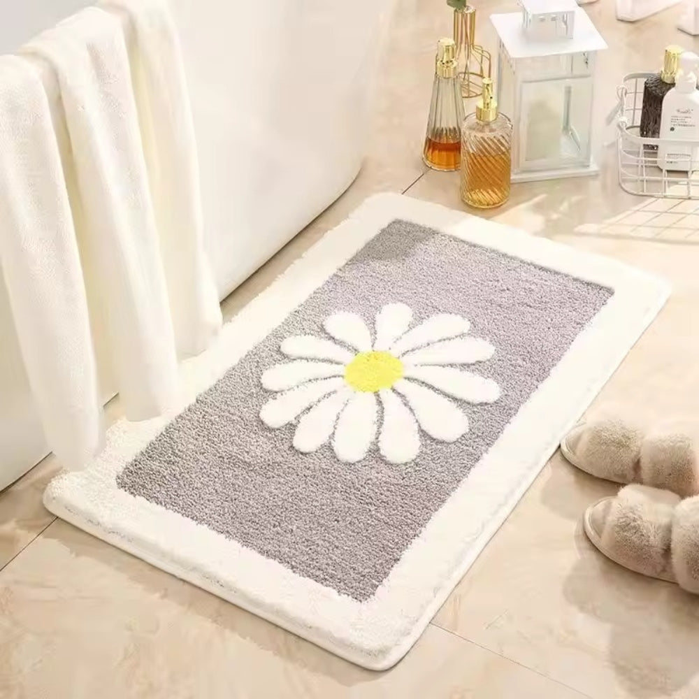 DaisyBloom Tappetino da Bagno | Antiscivolo, Design Floreale in Microfibra