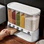 Ergo Contenitore Cereali | 5 Scomparti, Plastica Alimentare Trasparente