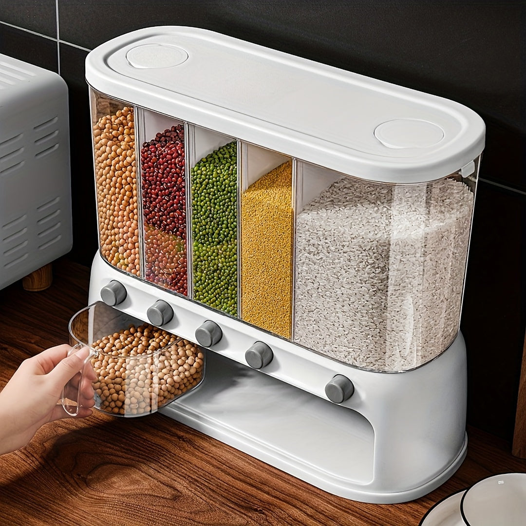 Ergo Contenitore Cereali | 5 Scomparti, Plastica Alimentare Trasparente