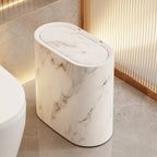 MarmoBin Poubelle moderne | Design ovale avec couvercle, finition effet marbre