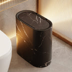 MarmoBin Poubelle moderne | Design ovale avec couvercle, finition effet marbre