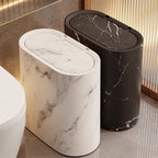 MarmoBin Poubelle moderne | Design ovale avec couvercle, finition effet marbre