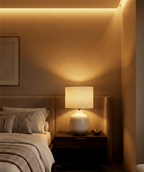 Matteo Lampe de table | Céramique ivoire, abat-jour en tissu