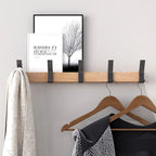 Noro Porte-manteau mural | 5 doubles crochets réglables, bois et aluminium noir