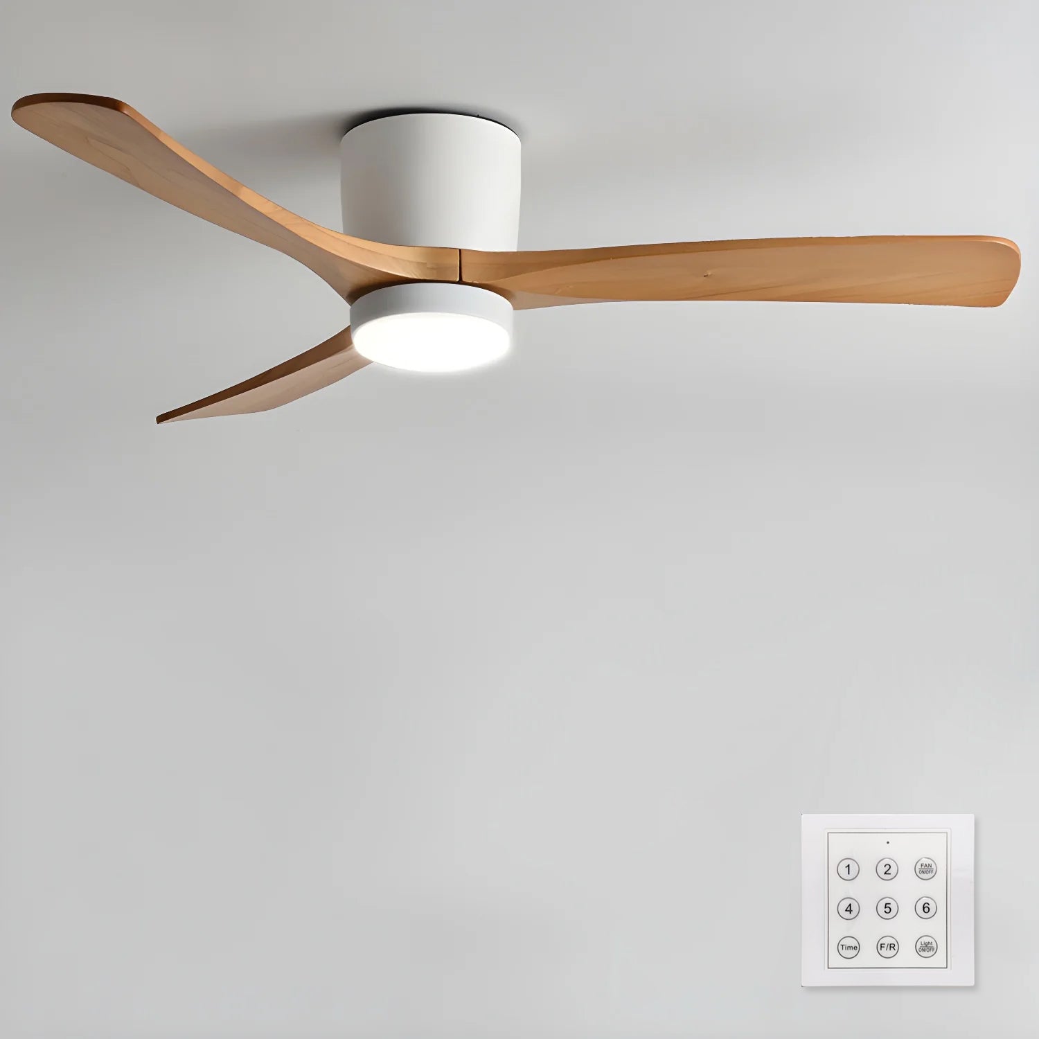 Noro Ventilateur de plafond | Bois de sycomore, LED, télécommande, 6 vitesses