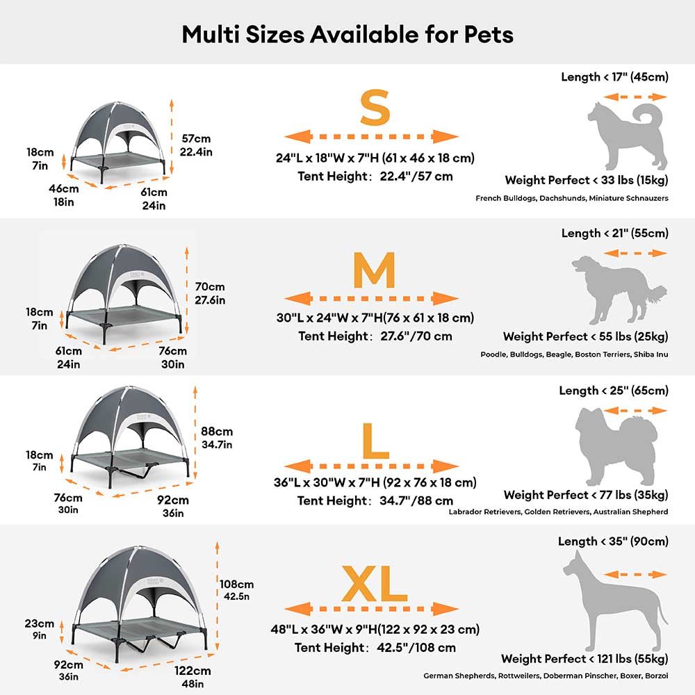 PawAir Cuccia per Cani da Esterno | Rialzata, Protezione UV, Tappetino Rinfrescante