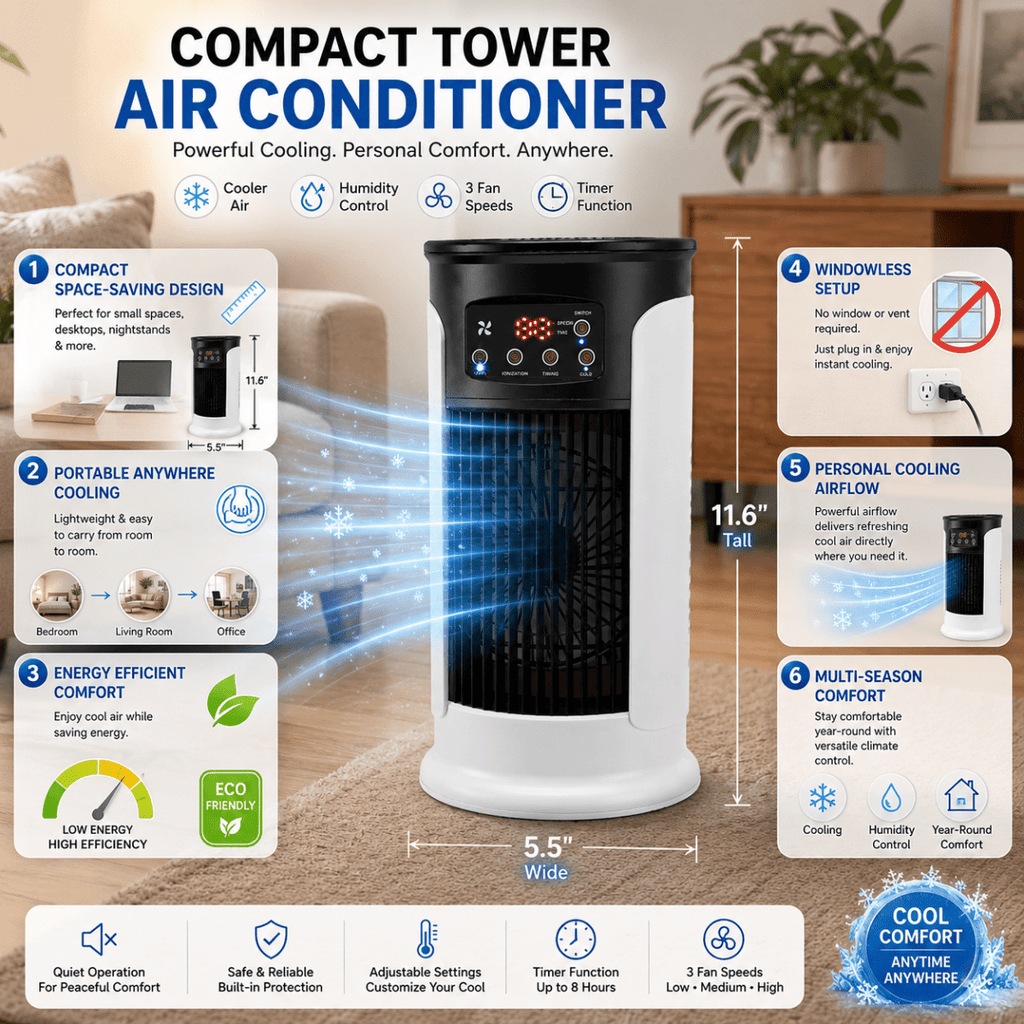 Pura Clima Argo Portatile | Design Salvaspazio, Raffreddamento Efficiente