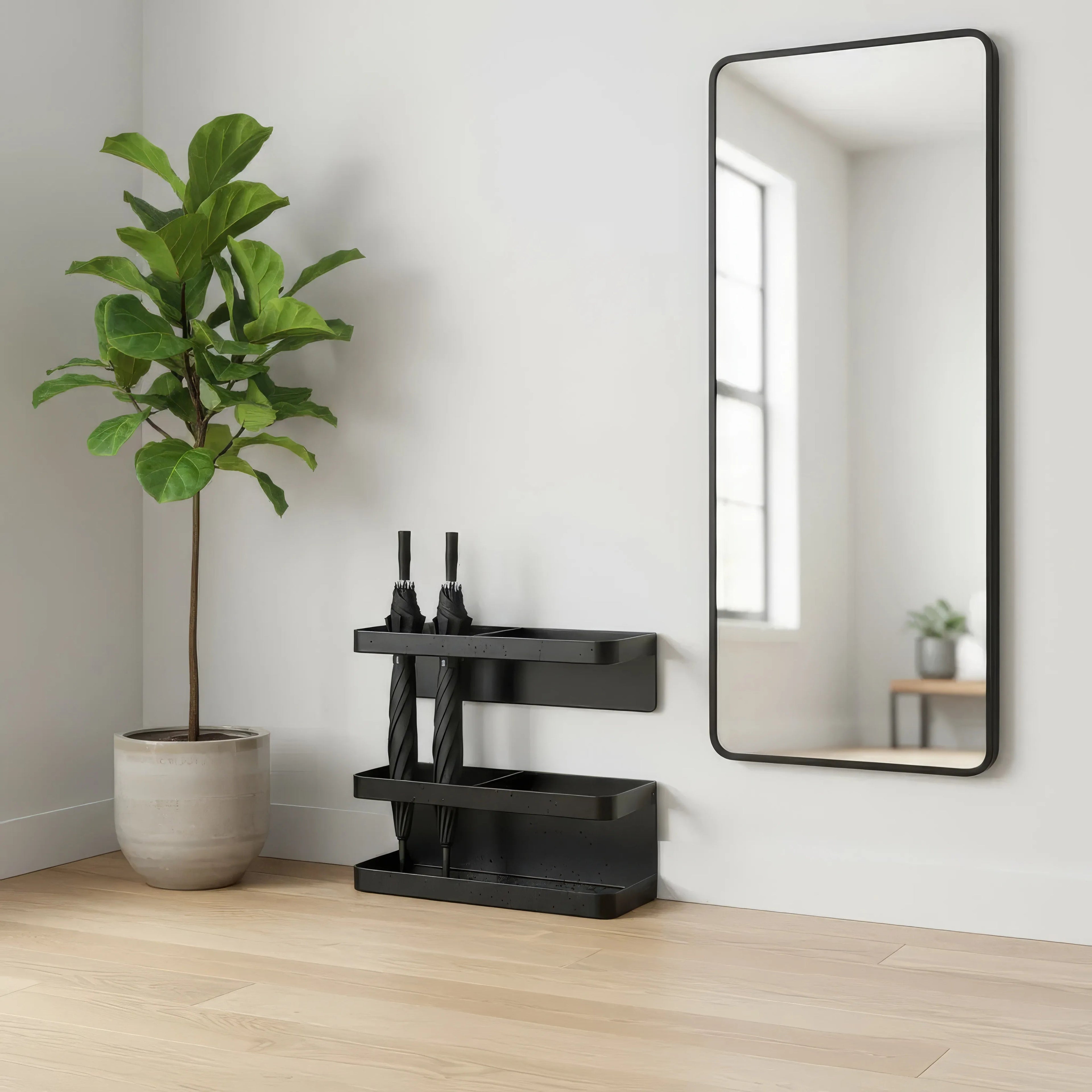 Robo Porte-parapluies élégant | Design minimaliste en fer noir