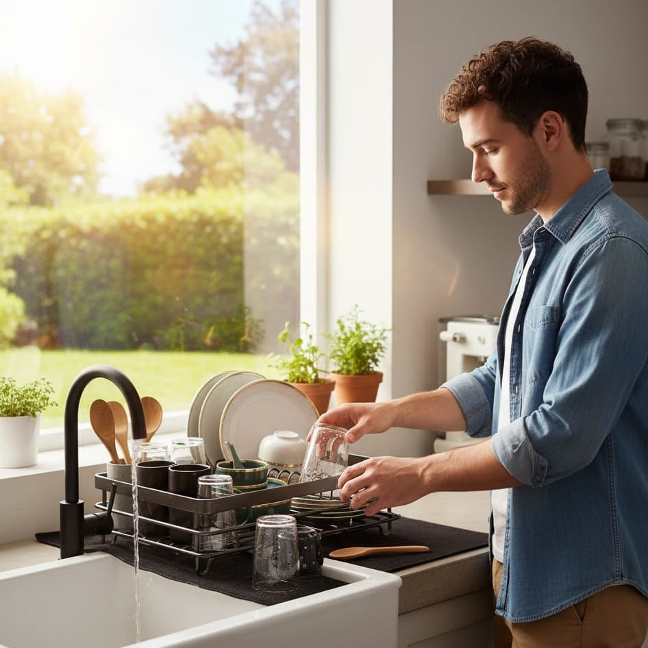 Scolapiatti Pieghevole | Acciaio Inossidabile, Antiscivolo per Cucine Compatte