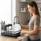 Scolapiatti Pieghevole | Acciaio Inossidabile, Antiscivolo per Cucine Compatte