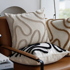 Housse de coussin Sole | Chenille douce à motif géométrique, 45x45 cm