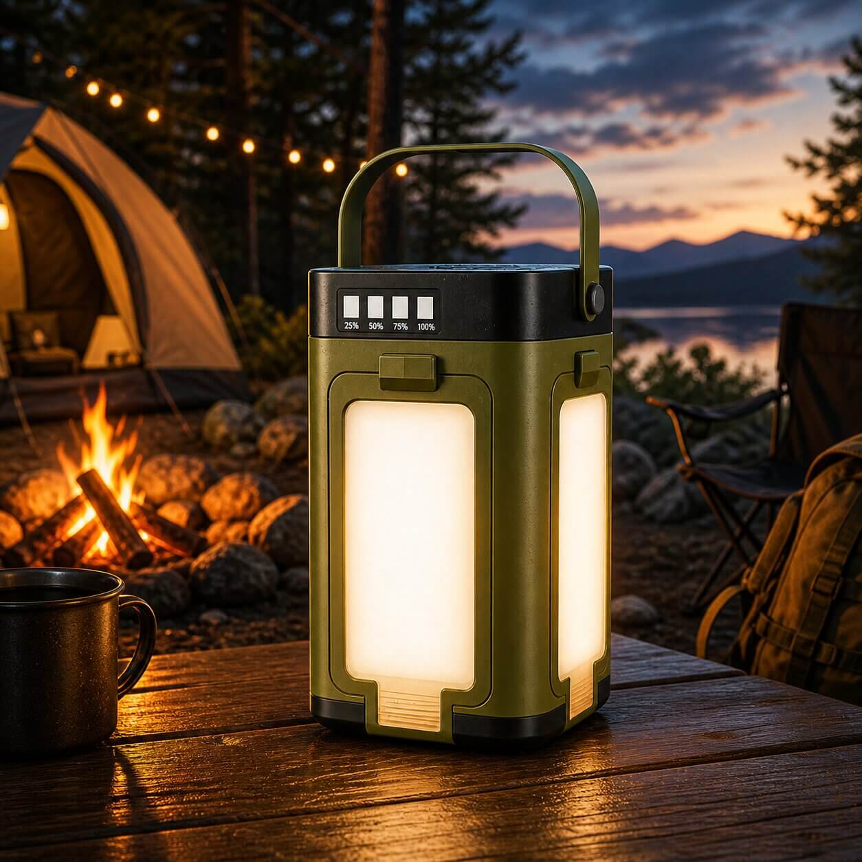 Solea Lampada Solare Pieghevole | LED Campeggio con Powerbank Integrata, 6 Modalità di Luce