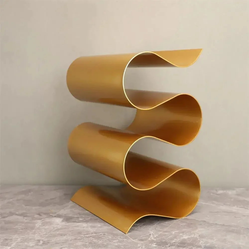 Soreli Porte-bouteilles sculptural | Métal ondulé pour table et plan de travail