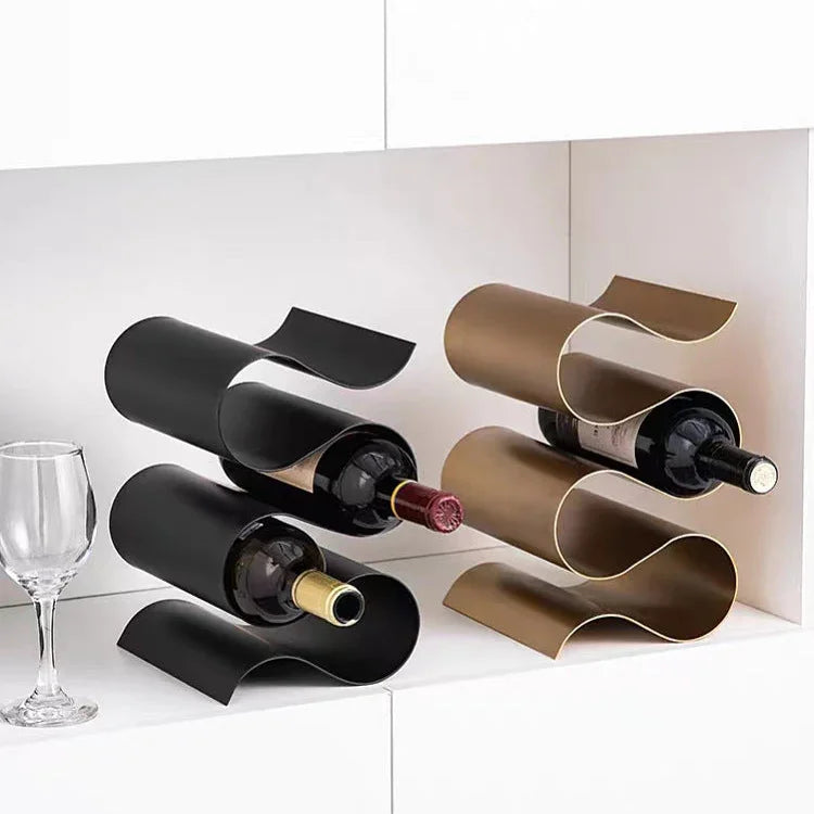 Soreli Porte-bouteilles sculptural | Métal ondulé pour table et plan de travail