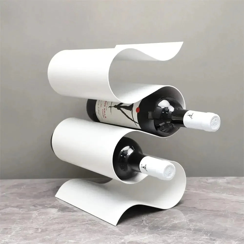 Soreli Porte-bouteilles sculptural | Métal ondulé pour table et plan de travail