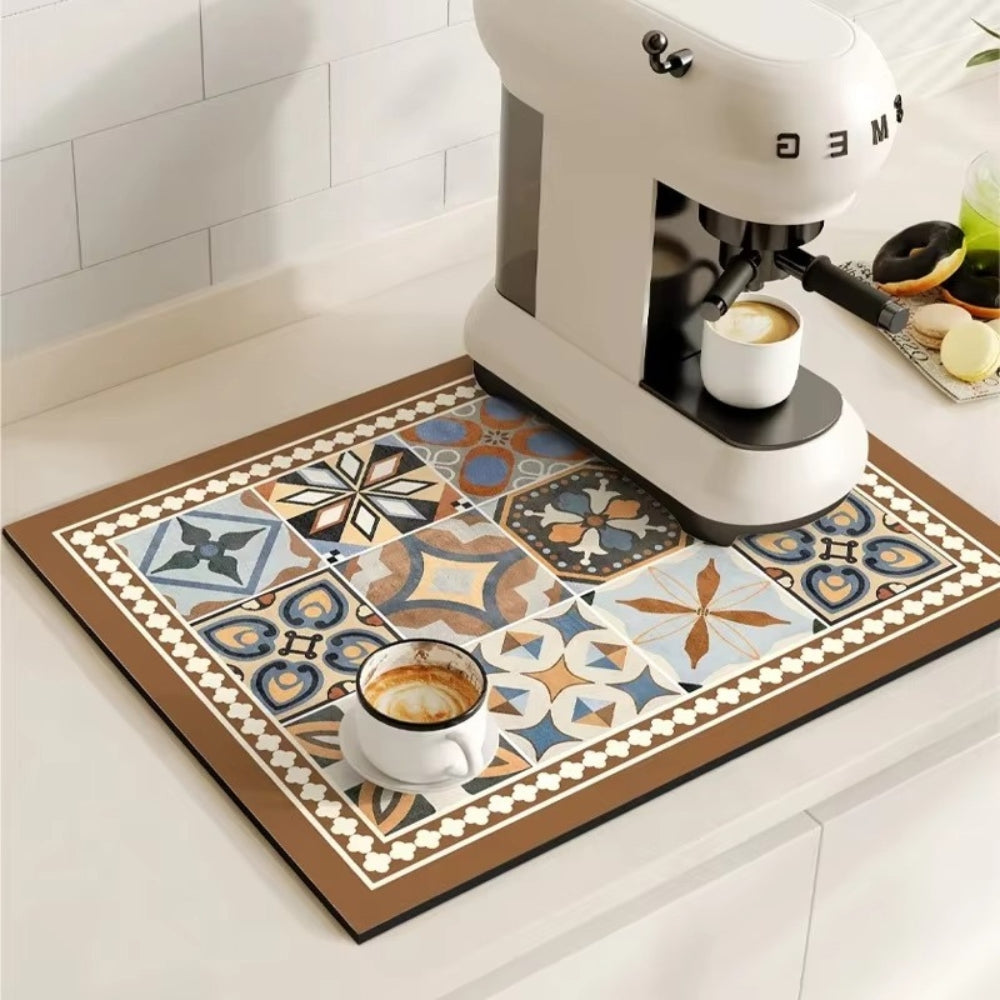 Talia Tapis à café | Absorbant, motif rétro façon carrelage