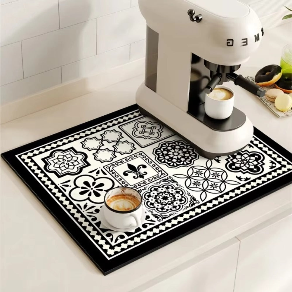 Talia Tapis à café | Absorbant, motif rétro façon carrelage