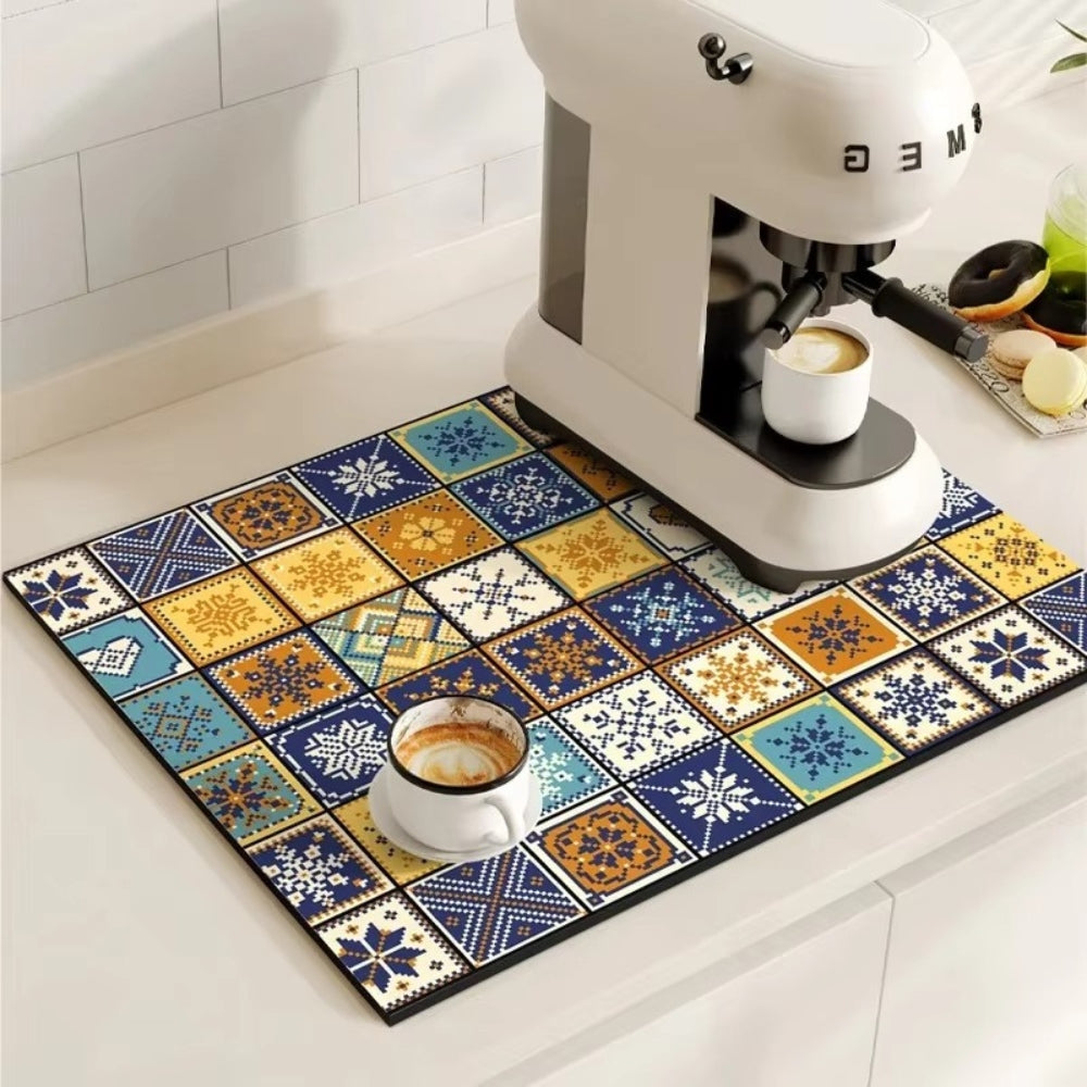 Talia Tapis à café | Absorbant, motif rétro façon carrelage