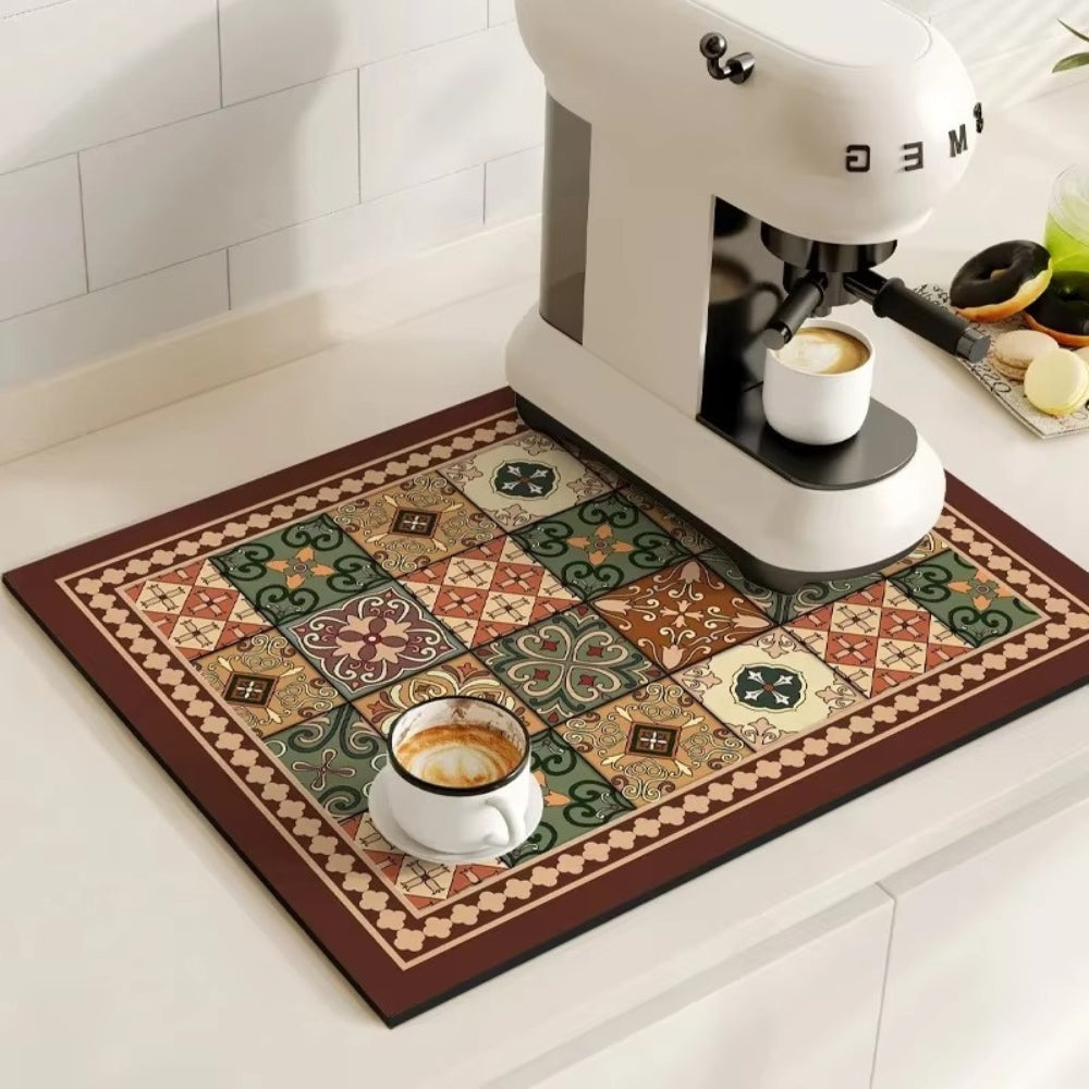 Talia Tapis à café | Absorbant, motif rétro façon carrelage