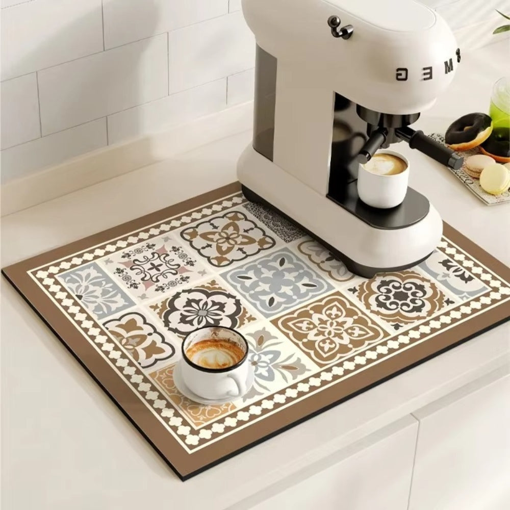 Talia Tapis à café | Absorbant, motif rétro façon carrelage