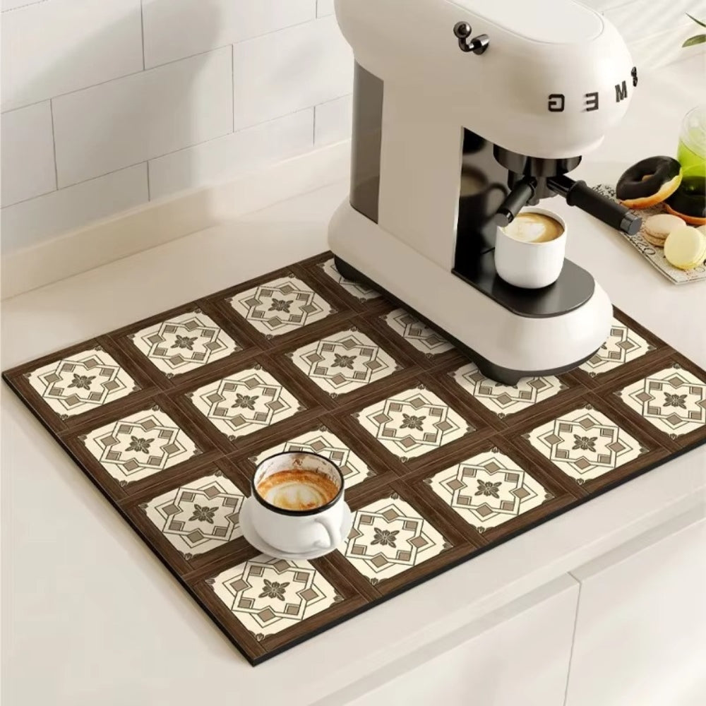 Talia Tapis à café | Absorbant, motif rétro façon carrelage