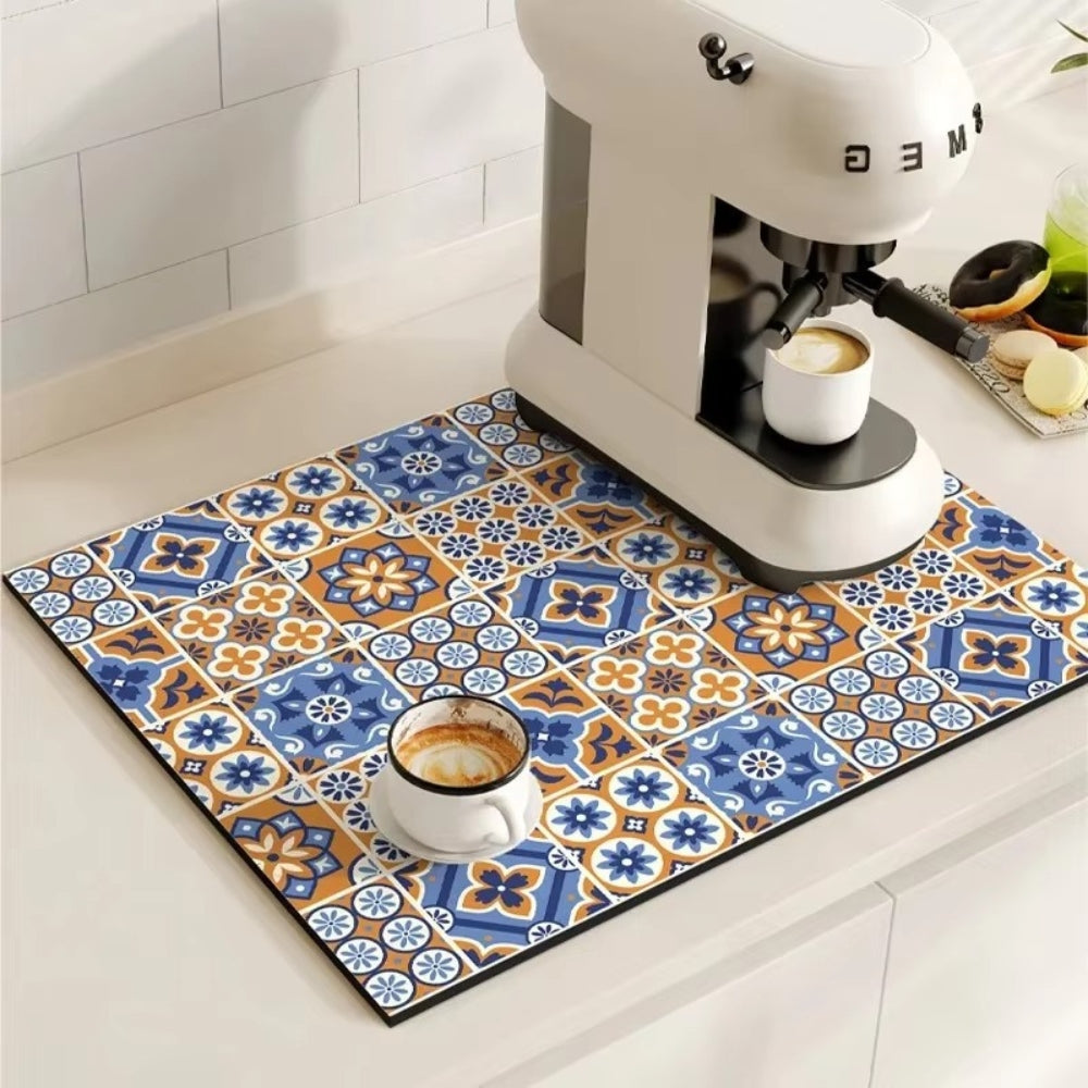 Talia Tapis à café | Absorbant, motif rétro façon carrelage