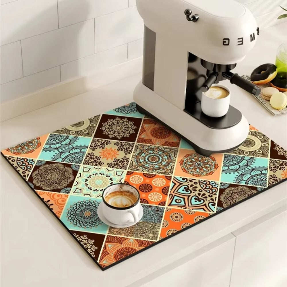 Talia Tapis à café | Absorbant, motif rétro façon carrelage