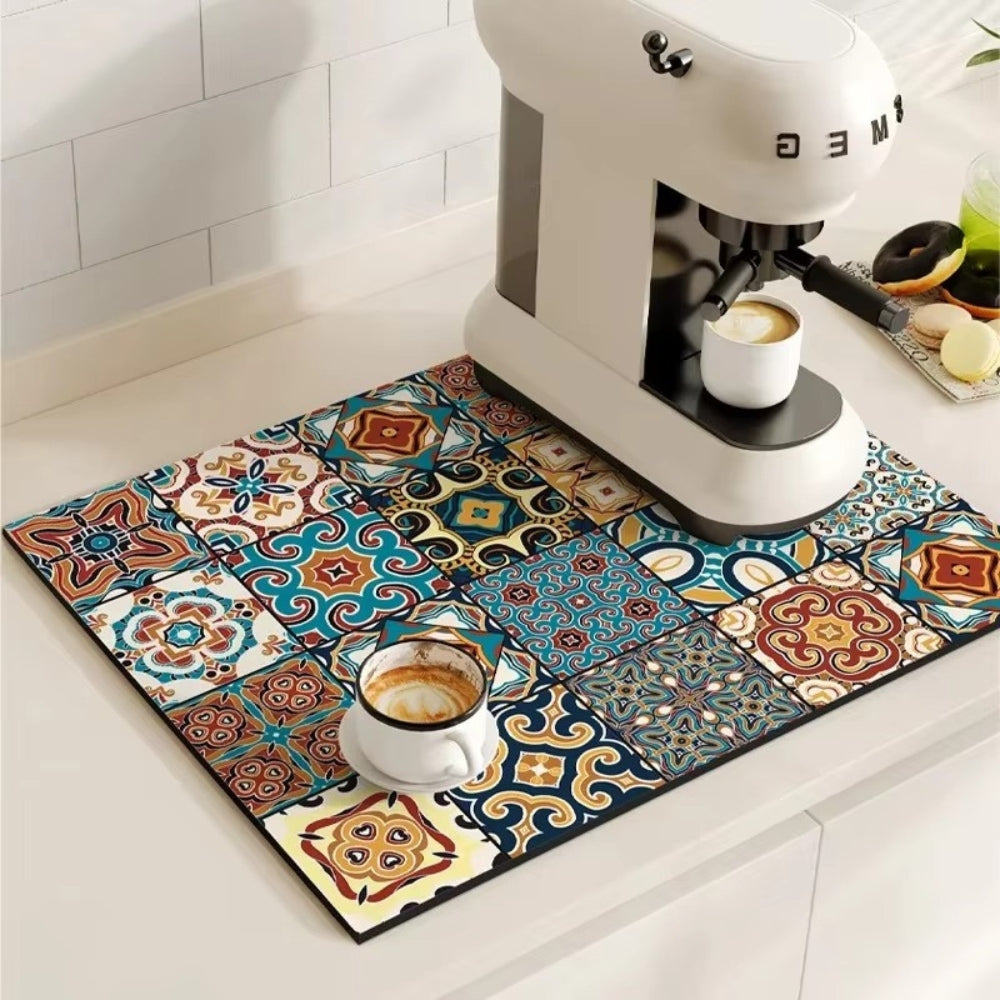 Talia Tapis à café | Absorbant, motif rétro façon carrelage